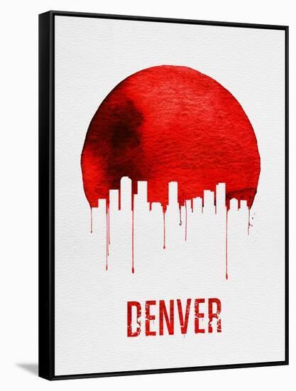 Denver Skyline Red-null-Framed Stretched Canvas