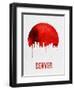 Denver Skyline Red-null-Framed Art Print