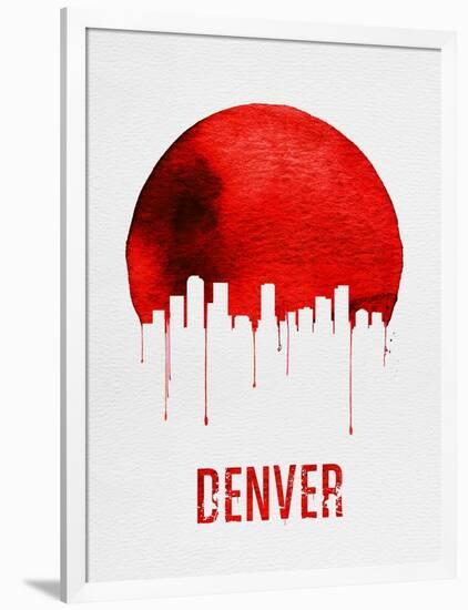 Denver Skyline Red-null-Framed Art Print