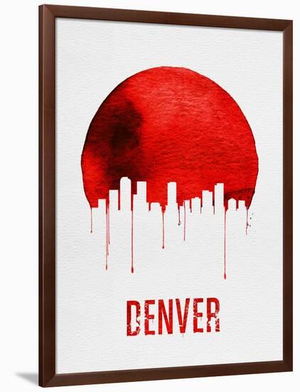 Denver Skyline Red-null-Framed Art Print