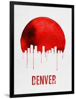 Denver Skyline Red-null-Framed Art Print