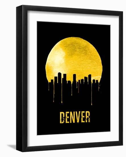 Denver Skyline Yellow-null-Framed Art Print