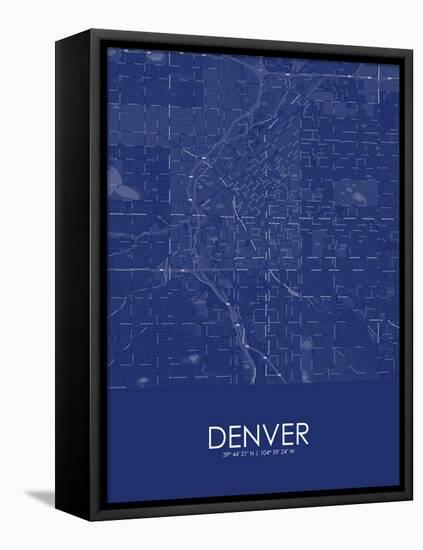 Denver, United States of America Blue Map-null-Framed Stretched Canvas