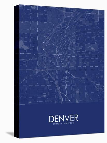 Denver, United States of America Blue Map-null-Stretched Canvas