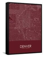 Denver, United States of America Red Map-null-Framed Stretched Canvas