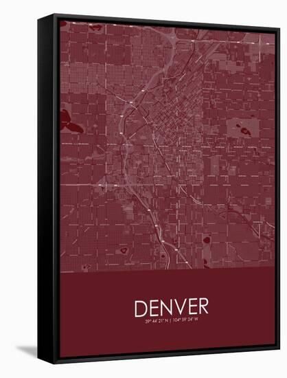 Denver, United States of America Red Map-null-Framed Stretched Canvas