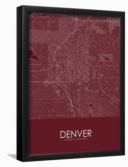 Denver, United States of America Red Map-null-Framed Poster