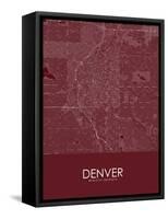 Denver, United States of America Red Map-null-Framed Stretched Canvas