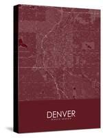 Denver, United States of America Red Map-null-Stretched Canvas