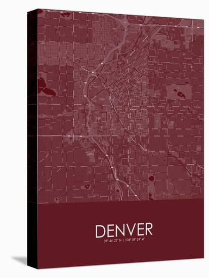 Denver, United States of America Red Map-null-Stretched Canvas