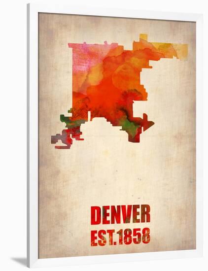 Denver Watercolor Map-NaxArt-Framed Art Print