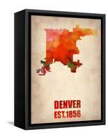 Denver Watercolor Map-NaxArt-Framed Stretched Canvas