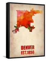 Denver Watercolor Map-NaxArt-Framed Stretched Canvas