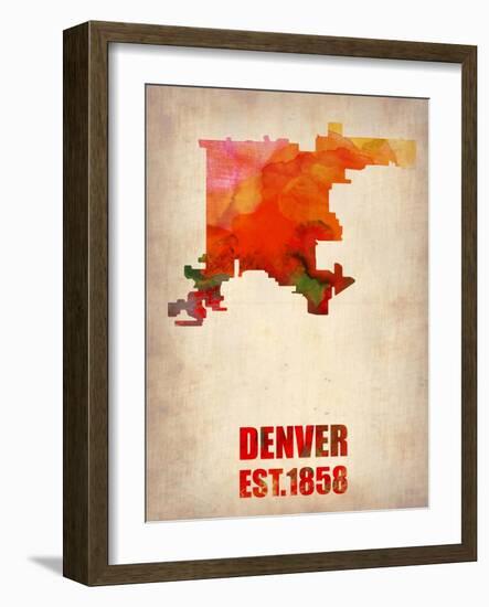 Denver Watercolor Map-NaxArt-Framed Art Print