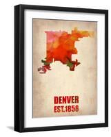 Denver Watercolor Map-NaxArt-Framed Art Print