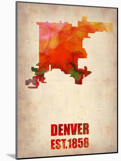 Denver Watercolor Map-NaxArt-Mounted Art Print