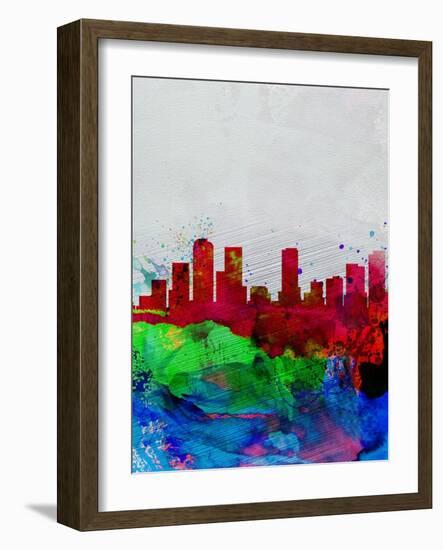 Denver Watercolor Skyline-NaxArt-Framed Art Print