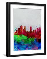 Denver Watercolor Skyline-NaxArt-Framed Art Print