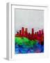 Denver Watercolor Skyline-NaxArt-Framed Art Print