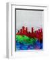 Denver Watercolor Skyline-NaxArt-Framed Art Print