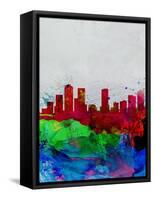 Denver Watercolor Skyline-NaxArt-Framed Stretched Canvas