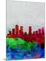 Denver Watercolor Skyline-NaxArt-Mounted Art Print