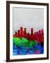 Denver Watercolor Skyline-NaxArt-Framed Art Print