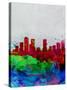 Denver Watercolor Skyline-NaxArt-Stretched Canvas