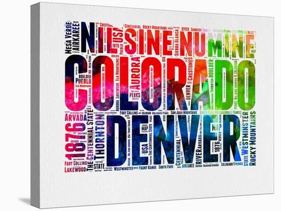Denver Watercolor Word Cloud-NaxArt-Stretched Canvas