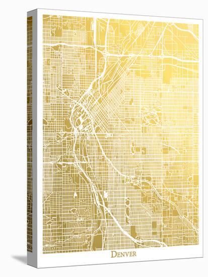 Denver-The Gold Foil Map Company-Stretched Canvas