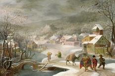 A Winter Landscape with Travellers on a Path-Denys van Alsloot-Giclee Print