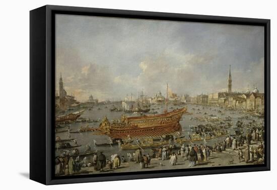 Départ du Bucentaure vers le Lido de Venise, le jour de l'Ascension-Francesco Guardi-Framed Stretched Canvas