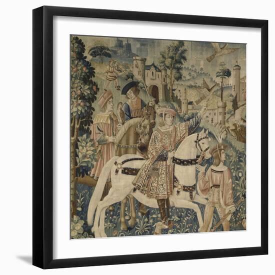 Départ pour la chasse au faucon, à cheval-null-Framed Giclee Print