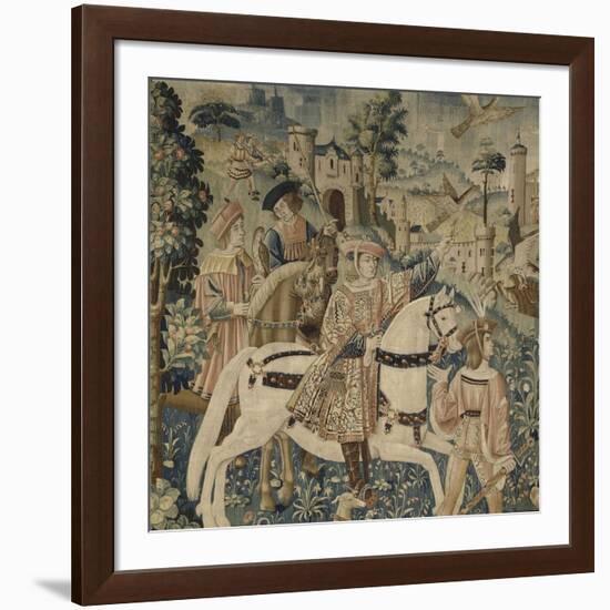 Départ pour la chasse au faucon, à cheval-null-Framed Giclee Print