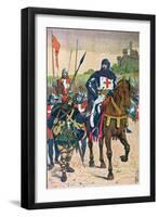 Departing for the Crusades, Illustration from "Histoire De France" by Jules Michelet circa 1900-Louis Bombled-Framed Giclee Print