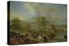 Departing for the Hunt and Fishing in the River (Oil on Canvas)-Philips Wouwermans Or Wouwerman-Stretched Canvas