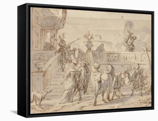 Departing for the Hunt-Jan Verkolje-Framed Stretched Canvas