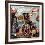 "Department Store at Christmas", December 6, 1952-John Falter-Framed Giclee Print