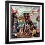 "Department Store at Christmas", December 6, 1952-John Falter-Framed Giclee Print