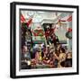 "Department Store at Christmas", December 6, 1952-John Falter-Framed Premium Giclee Print