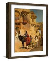 Departure for the Hunt in the Forecourt of a Palace of Jodhpore, C.1898-1900 (Oil on Canvas)-Edwin Lord Weeks-Framed Giclee Print