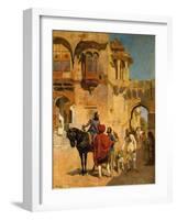 Departure for the Hunt in the Forecourt of a Palace of Jodhpore, C.1898-1900 (Oil on Canvas)-Edwin Lord Weeks-Framed Giclee Print