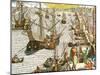 Departure from Lisbon for Brazil, the East Indies and America,From "Americae Tertia Pars..."-Theodor de Bry-Mounted Giclee Print