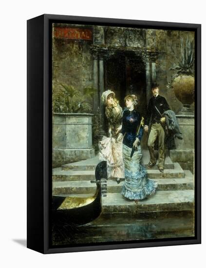 Departure from the Hotel Royal, Venice-Ludovico Marchetti-Framed Stretched Canvas