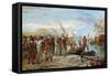 Departure of Columbus' First Expedition from Palos, Spain, c.1492-null-Framed Stretched Canvas