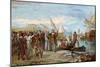 Departure of Columbus' First Expedition from Palos, Spain, c.1492-null-Mounted Giclee Print