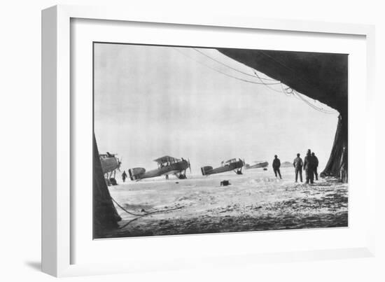 Departure of French Breguet Planes for a Reconnaissance Mission During Winter, 1914-1918-null-Framed Giclee Print