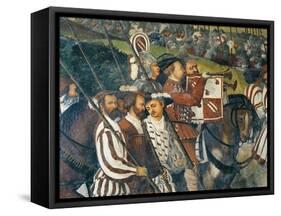 Departure of King Christian of Denmark from Malpaga Castle Accompanied by Bartolomeo Colleoni-Marcello Fogolino-Framed Stretched Canvas