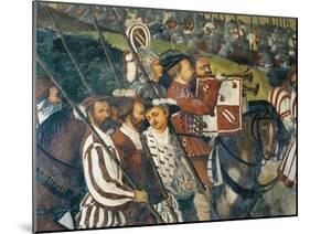 Departure of King Christian of Denmark from Malpaga Castle Accompanied by Bartolomeo Colleoni-Marcello Fogolino-Mounted Giclee Print