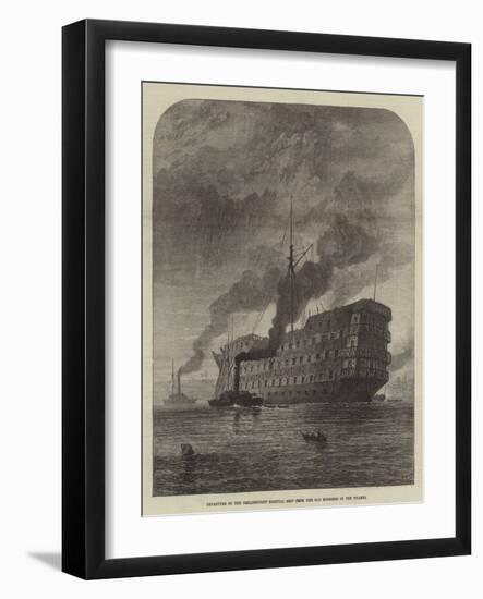 Departure of the Dreadnought Hospital Ship from Her Old Moorings in the Thames-null-Framed Giclee Print
